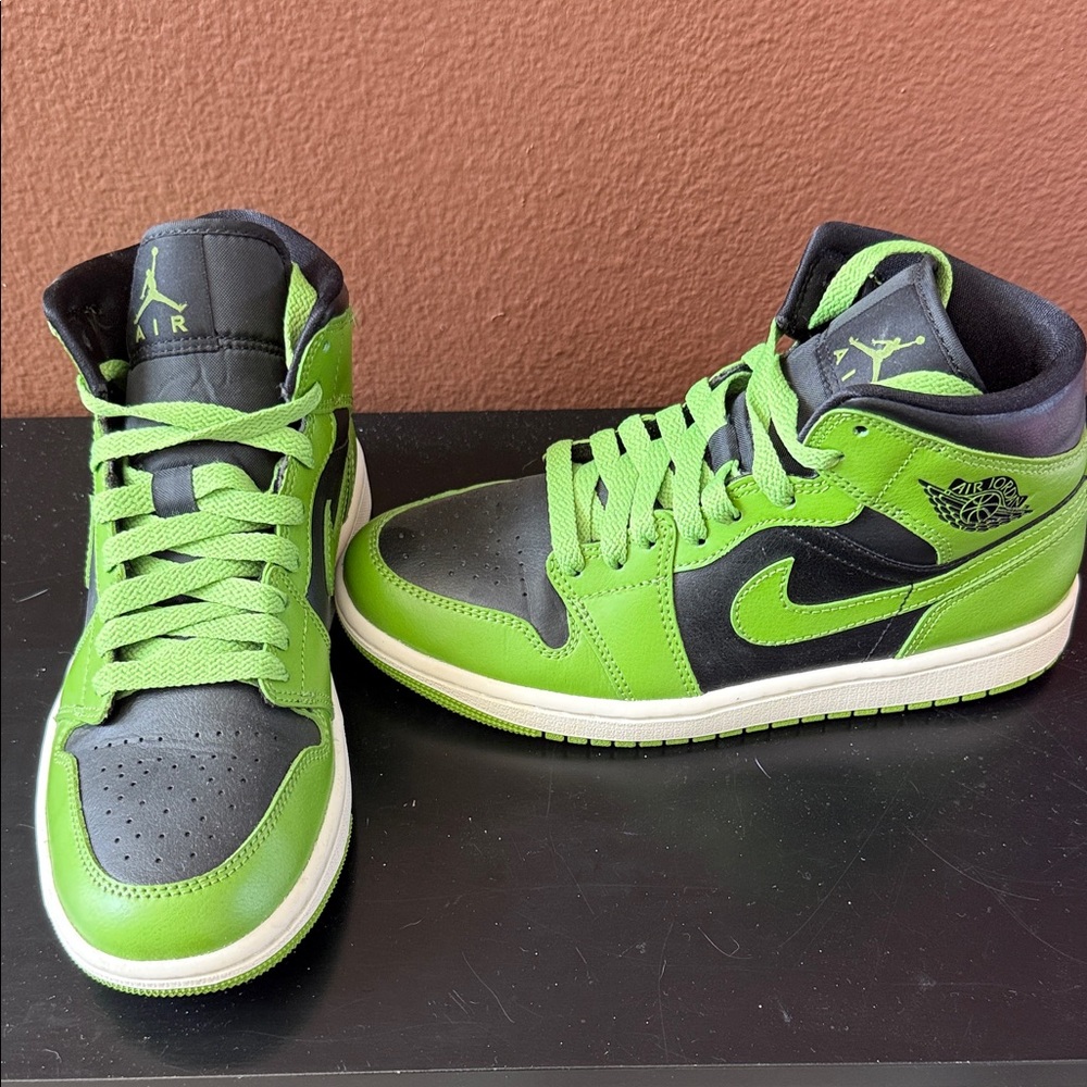 Jordan Black and Green High-Top Sneakers